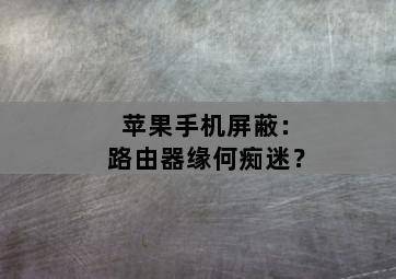 苹果手机屏蔽:路由器缘何痴迷? 苹果手机屏蔽:路由器缘何痴迷?-图片2